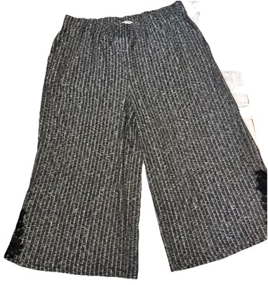 Willow & Jaye Women's Plus 2XL Black Gray Ribbed Lace Hem Capri Lounge Pants New