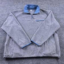Old Navy Fleece Pullover Mens XL Gray W/Blue Trim Long Sleeve 1/4 Zip W/ Pocket