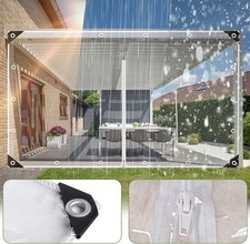 Clear Waterproof Tarp Heavy Duty PVC Transparent Tarpaulin with Zipper Door New