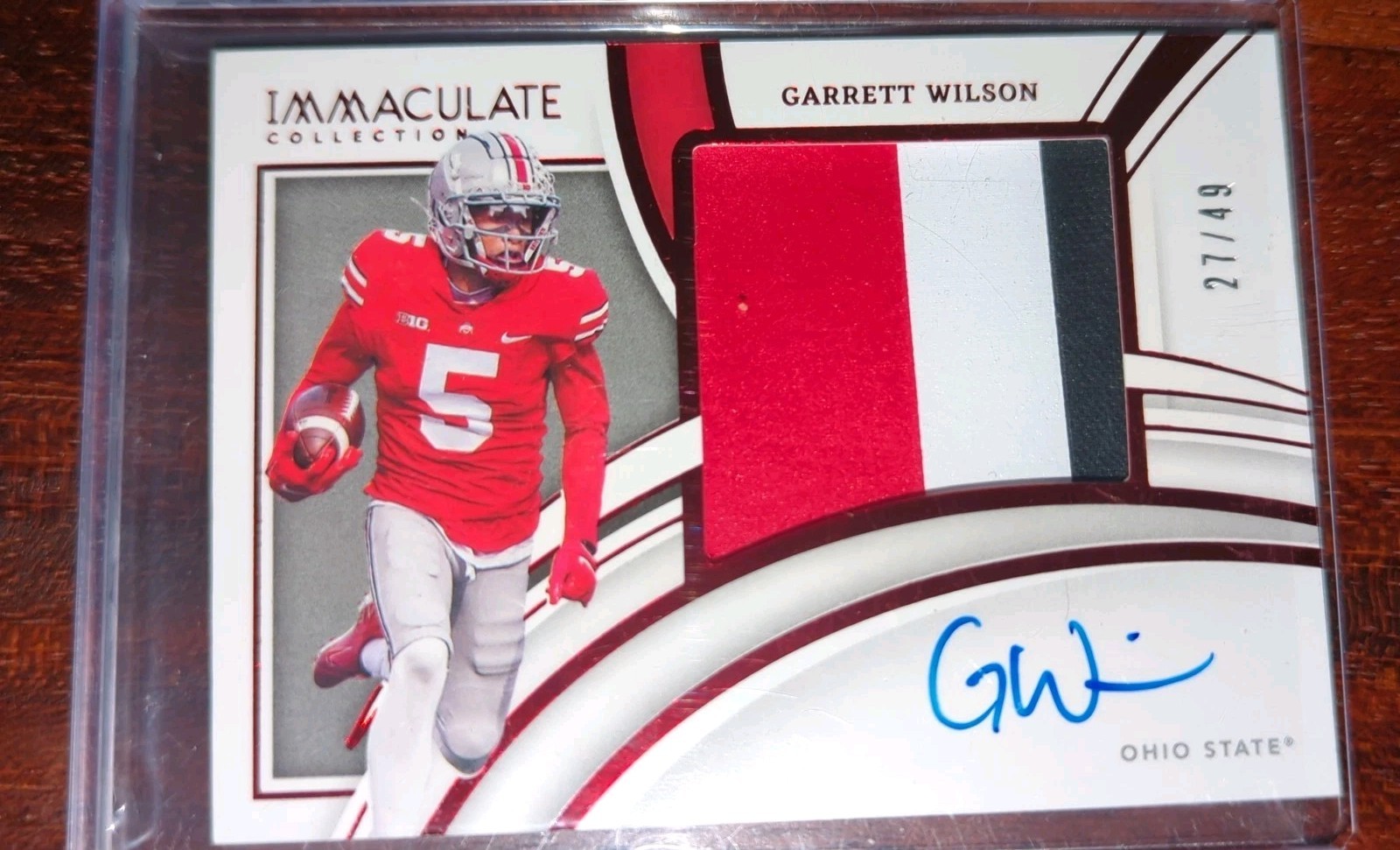 2022 Panini Immaculate- Patch Rookie Auto Garrett Wilson #PP20 Ruby /49( RC) view 2