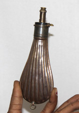 Antique Copper Flask Gun Powder Applicator , Flask & Storage Collectible