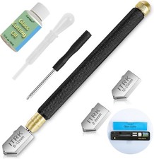 Glass Cutter Tool with Oil Feed, Carbide Tip for Mirrors  Tiles