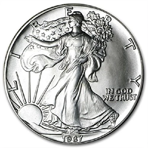 1987 US Fine 999 1 oz Silver Eagle Dollar $1 Walking Liberty BU Coin