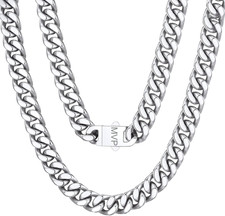 Miami Cuban Link Chains for Men, Stainless Steel Cuban Chain Necklace,5/7/9/12Mm