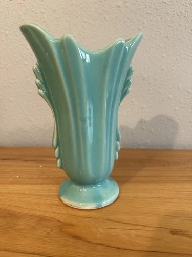 Shawnee Pottery Turquoise Blue Flared  8" Vase