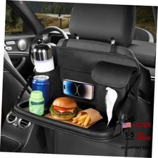 Backseat Car Organizer with Foldable Table Tray, Multifunctional Black 1PC