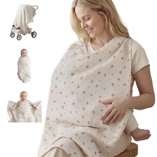Muslin MultiUse Cloth 4in1 Privacy Nursing Cover, Swaddle Blanket, Car Seat ...