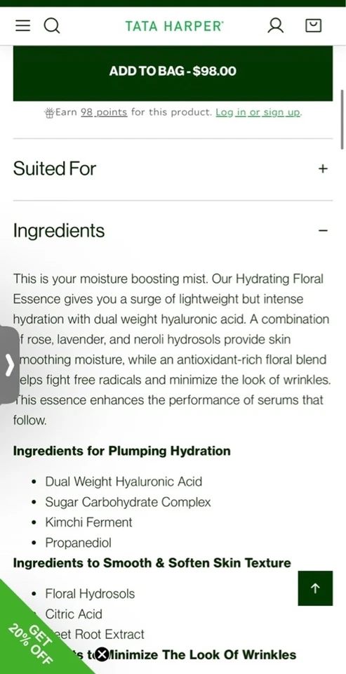 Nuevo Tónico Esencia Floral Hidratante TATA HARPER Foto 3 de 4