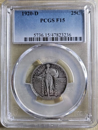 1920-D Standing Liberty Quarter - PCGS F15 Fine Almost Very Fine VF Key Date