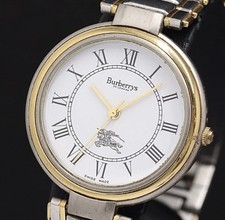 Burberrys Watch 8000 Roman Quartz 18k Gold Plated St.steel T4114