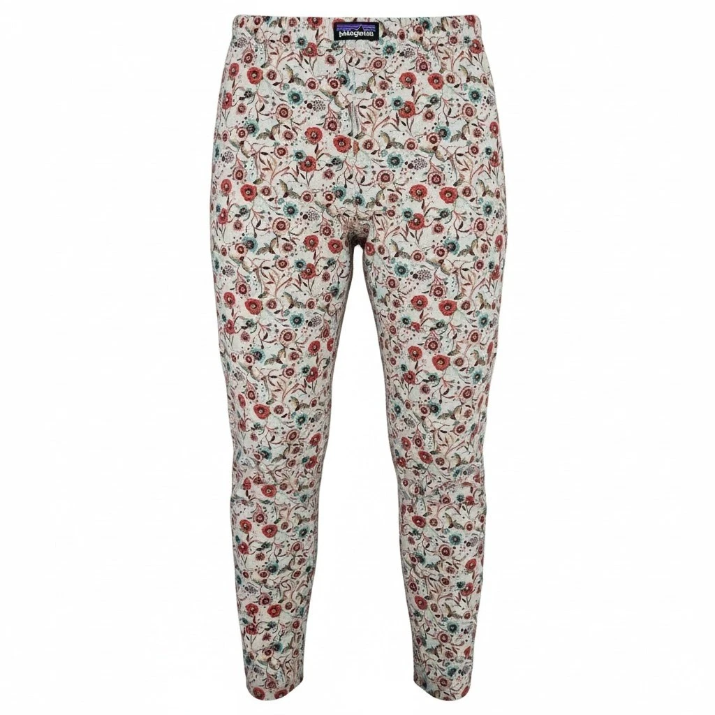 Patagonia Capilene Baselayer Leggings 4T Floral Hummingbird 60065 Cream Multi