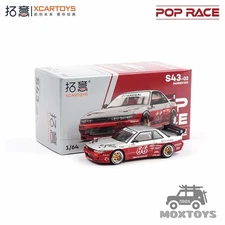 Xcartoys x POP RACE 1:64 PANDEM SILVIA S13 MOONTECH  white red Diecast Model Car