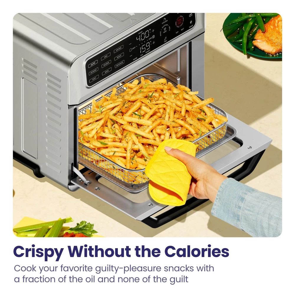 12-in-1 Stainless Steel Air Fryer Toaster Oven with Probe Thermometer