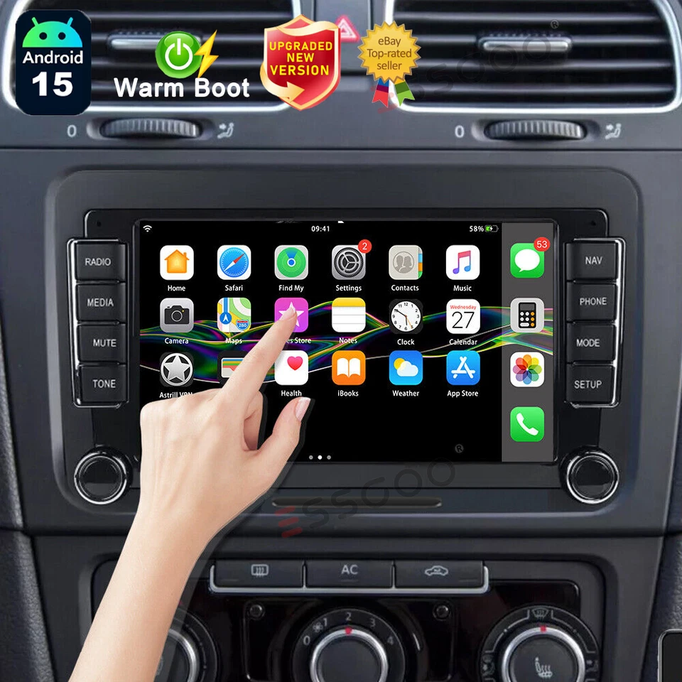 Android 15 Apple CarPlay For VW GOLF MK5 MK6 7" Car Stereo Head Unit GPS Radio