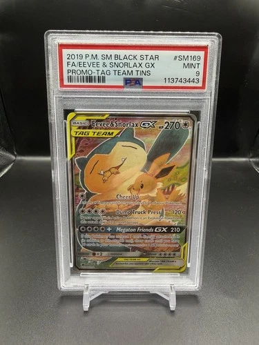 Pokémon 2019 Eevee & Snorlax GX SM169 Promo Alt Art PSA 9
