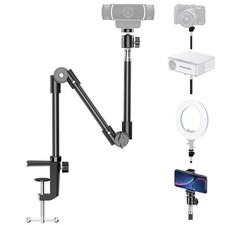 KDD Webcam Stand Camera Mount with Phone Holder, 22 Inch Foldable Flexible Go...