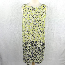 J Jill Floral Dress Size 2X  Sleeveless Green/Black/White Flowy Pullover Rayon