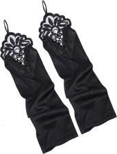 Opera Lange Handschuhe,2 PCS Schwarz Lange Fingerlose Handschuhe Spitzeschwarze