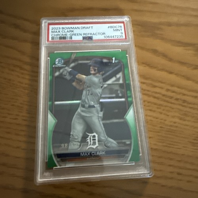 #ad MAX CLARK 2023 BOWMAN CHROME DRAFT GREEN REFRACTOR 1ST RC 98 99 PSA 9 MINT $150.00