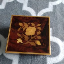 Vtg San Francisco Music Box Co Sorrento Italy Inlaid Wood Music Jewelry Red Felt