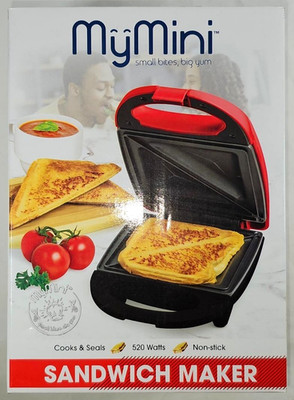 New My Mini Sandwich Maker Red Grilled Cheese Dorm Room Quick Easy Non Stick