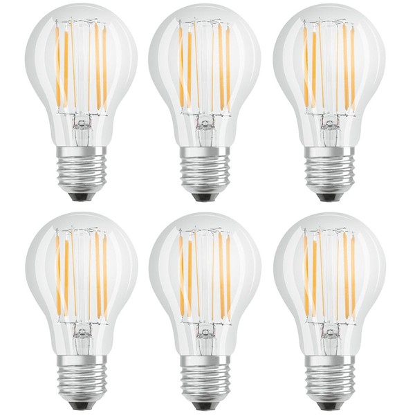 6 X Osram Led Filament Lampen Birnenform 8W = 75W E27 Klar 1055Lm Warmweiß 2700K-image