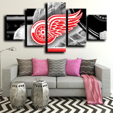 Detroit Red Wings 2015 Playoff Goal Horn Logo NHL Hockey 5 Piece Canvas Wall Art