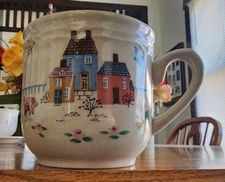 Heartland Cups (pairs) 8 oz. International China #105 Stoneware Tan Blue Pink !