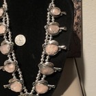 BIG Native Jeweler SILVER & Genuine ROSE QUARTZ Squash Blossom Necklace, 280 gr — photo 3