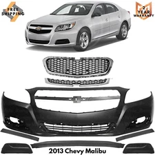 Front Bumper Cover Fascia & Grille Assembly Chrome For 2013 Chevrolet Malibu