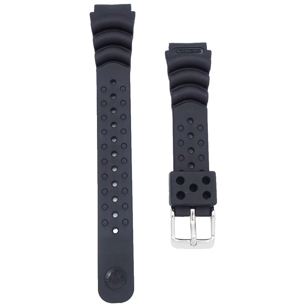 Reloj Pulsera de Goma Negra Seiko Bandas
