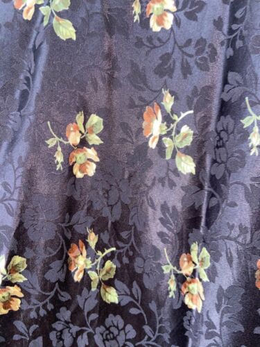 SILK Skirt Size 10 Midi Embossed Black Floral Vintage Boho Retro Gypsy - Picture 3 of 10