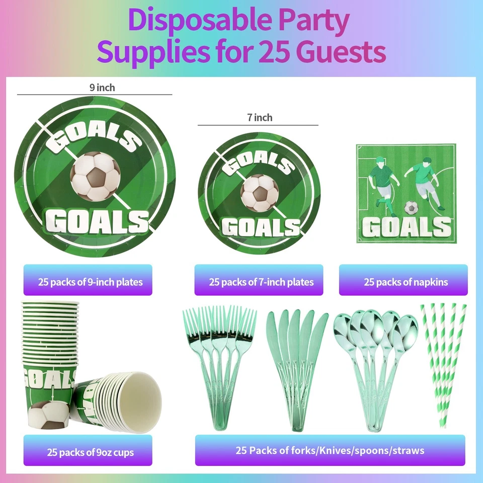 200 шт. одноразовых столовых приборов для футбольной вечеринки тарелки чашки столовые приборы для детской вечеринки - Изображение 3 из 4