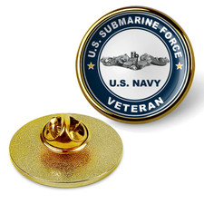 US Submarine Force Veteran Silver Dolphins Military Lapel Pin - Gold