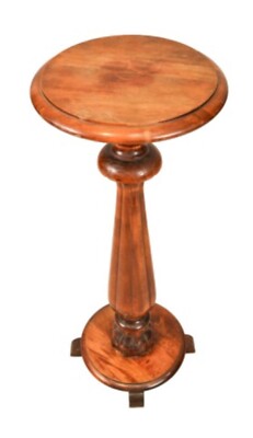 Vintage Hand Carved Oak Round Pedestal