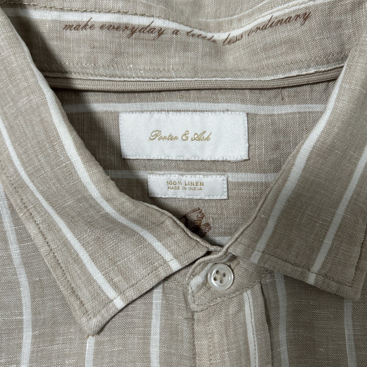 Porter & Ash Shirt Men Size Large 100% Linen Short Sleeve