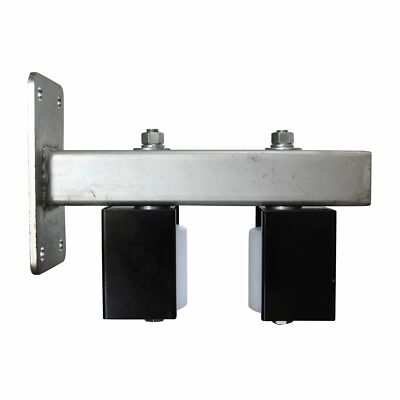 3'' Guarded Slide Gate Guide Rollers White Adjustable Upper Bolted Bracket Mount 