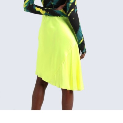 helmut lang neon dress Helmut Lang Yellow Double Satin Sash Dress Helmut Lang