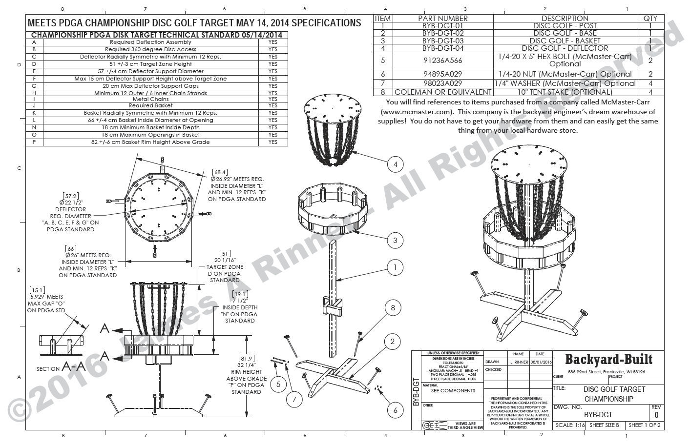 PDF Plans Disc Golf Target Professionally Designed meets PDGA Standards