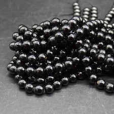 Black Tourmaline Round Beads - 4mm 6mm 8mm 10mm - 14", for Jewellery Making