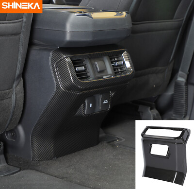 Rear Air Outlet Vent Panel Trim Cover Decor For Ford F150 2021+ Carbon Fiber ABS