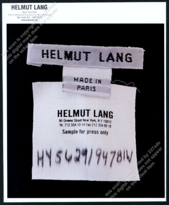 2002 Helmut Lang fashions clothes label close-up photo vintage