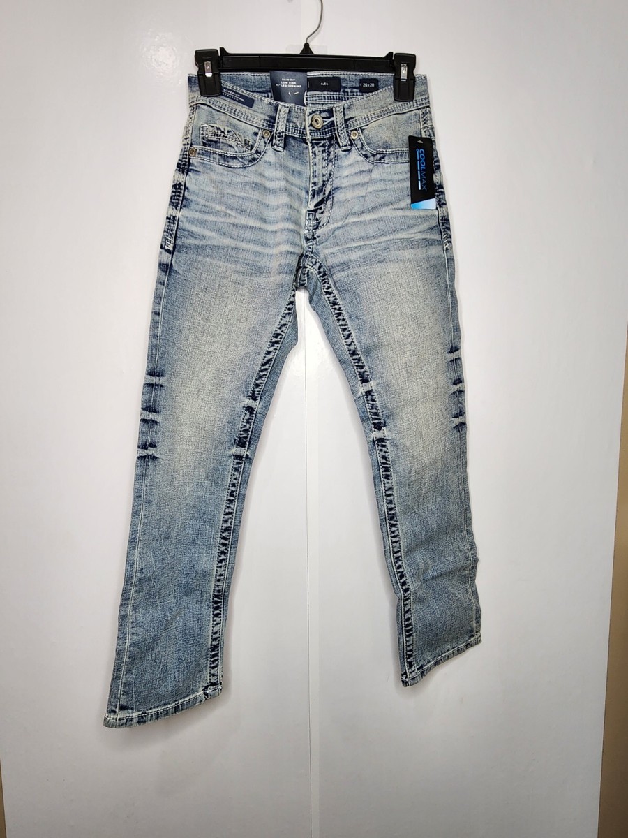 BKE-Buckle Mens/Boys ALEC Straight Leg Jeans, Slim Fit, Lt Blue, Sz 26x28,  NEW