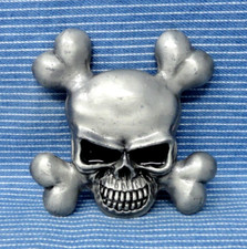 Skull Crossbones Belt Buckle Heavy Biker Goth Punk Halloween Vtg 90s .PCB805