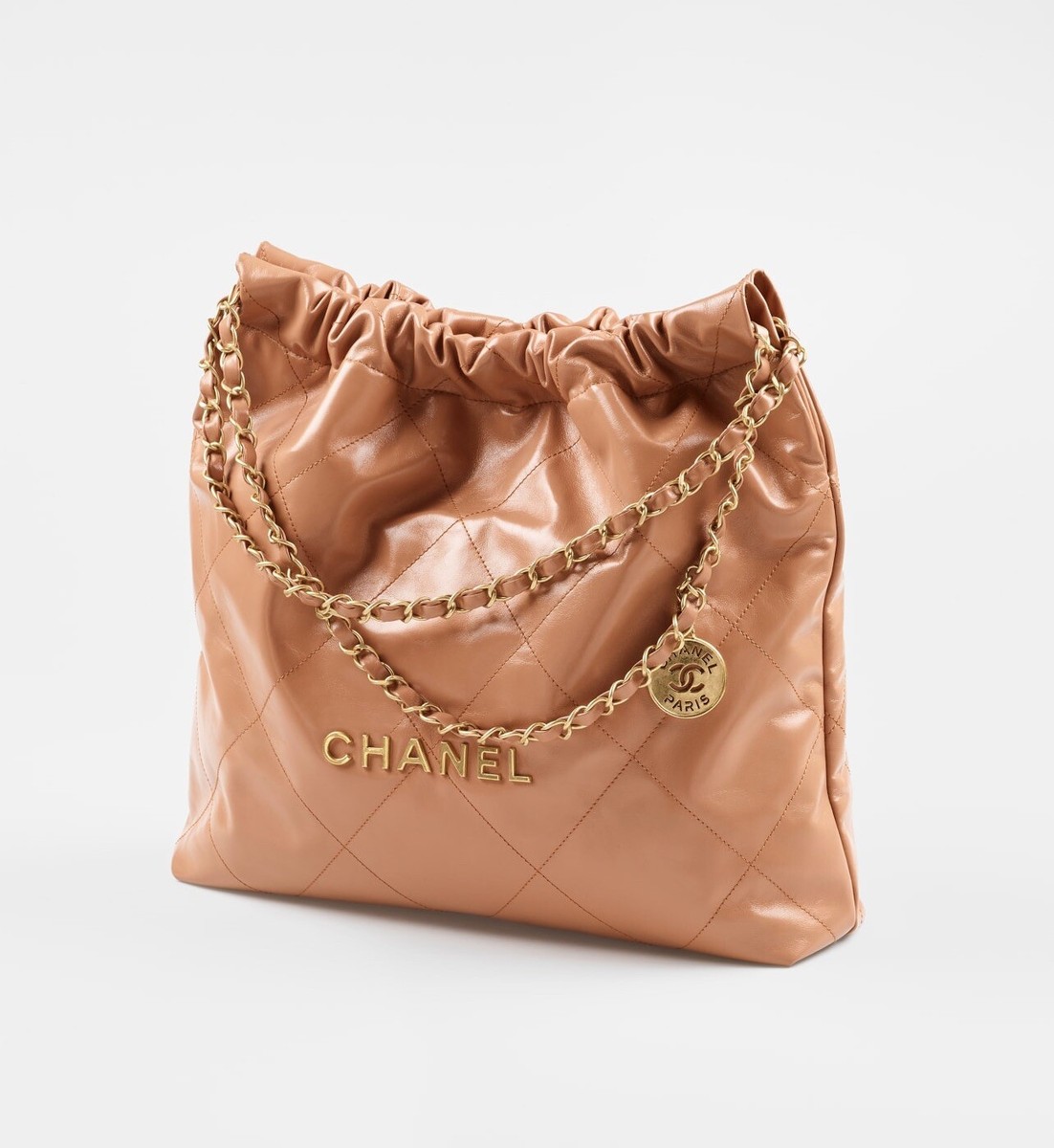 First 22A Bag Brought Home ! Chanel 22A Caramel 22 Small Size Hobo Bag with  Antique Gold Hardware. 