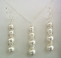 Pearl & Sterling Silver Bridal Necklace & Earrings Made With Swarovski Elements Pearl & Sterling Silver Bridal Necklace & Earrings Made With Swarovski Elements