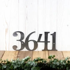Rustic Personalized House Number Sign, Custom Horizontal Steel Address Plaque