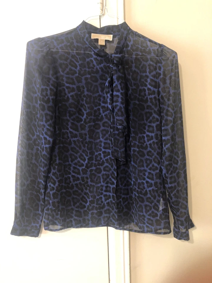 Michael Michael Kors леопард блузка с галстук XS