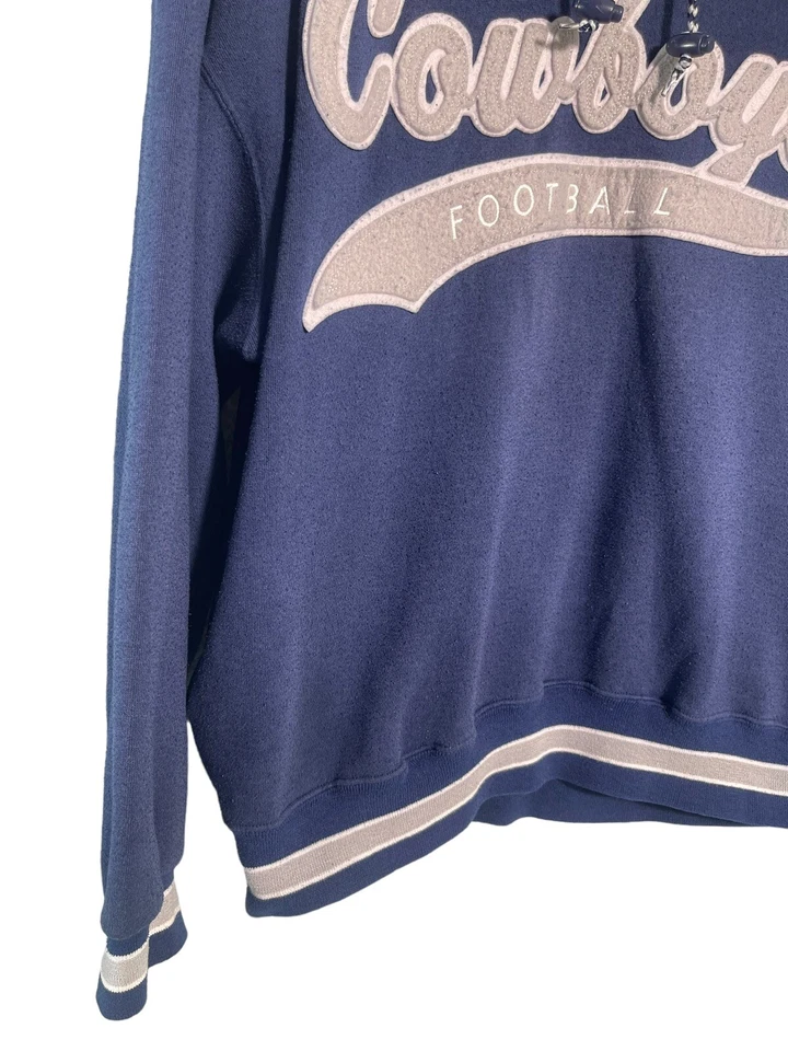 Vintage Starter Dallas Cowboys Script Hoodie Sweatshirt Pockets 90s Sz M - Image 4 of 4