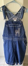 Vintage Bill Blass Women s Jean Shorts Overalls Embroidery, Rhinestones Size 8